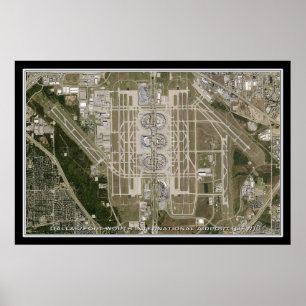 Dallas - Ft Worth Intl Airport Texas Satellite Map Poster