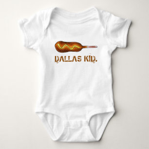 Dallas Kid TX Texas Corndog Corn Dog Mustard Baby Bodysuit