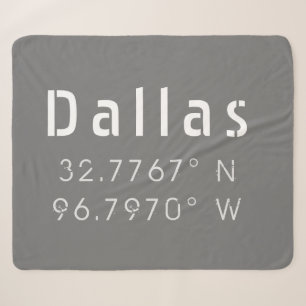 Dallas Latitude and Longitude Sherpa Blanket