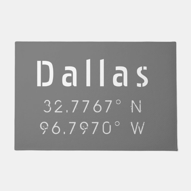 Dallas Latitude Longitude  Doormat (Front)
