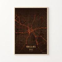 Dallas Map Print Heatwave Texas Poster Wall Art