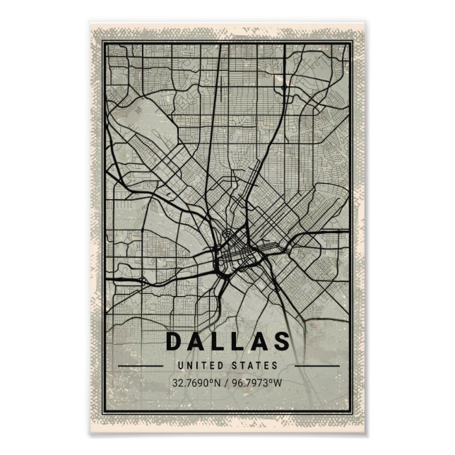 dallas map print poster canvas | united states (Front)