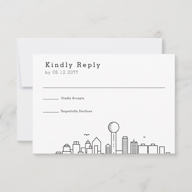 Dallas, Mariage du Texas | Stylisé Skyline RSVP (Devant)