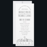 Dallas | Modern Deco Wedding Program<br><div class="desc">A deco skyline-themed wedding program for a wedding taking place in the beautiful city of Dallas, Texas. This wedding program card features a stylized illustration of the city's unique skyline with its name underneath. This is resting underneath your wedding day information in a matching open-lined style. On the reverse side...</div>