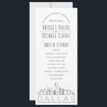 Dallas | Modern Deco Wedding Program<br><div class="desc">A deco skyline-themed wedding program for a wedding taking place in the beautiful city of Dallas, Texas. This wedding program card features a stylized illustration of the city's unique skyline with its name underneath. This is resting underneath your wedding day information in a matching open-lined style. On the reverse side...</div>