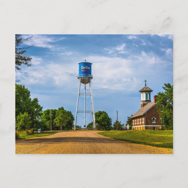 Dallas, SD Water Tower & Museum Postcard (Front)