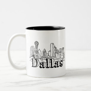 Dallas Skyline Art Design Dallas Skyline Design Two-Tone Coffee Mug