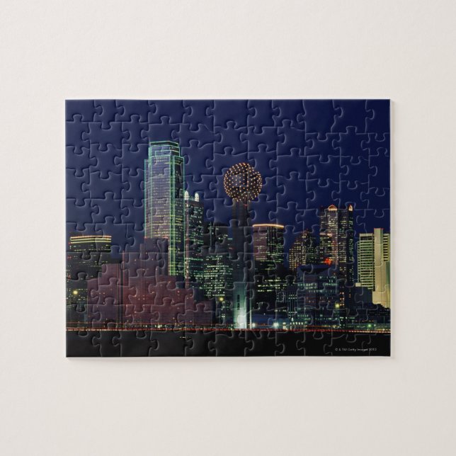 Dallas Skyline at Night Jigsaw Puzzle (Horizontal)