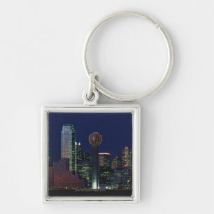 Dallas Skyline at Night Keychain
