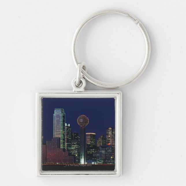 Dallas Skyline at Night Keychain (Front)