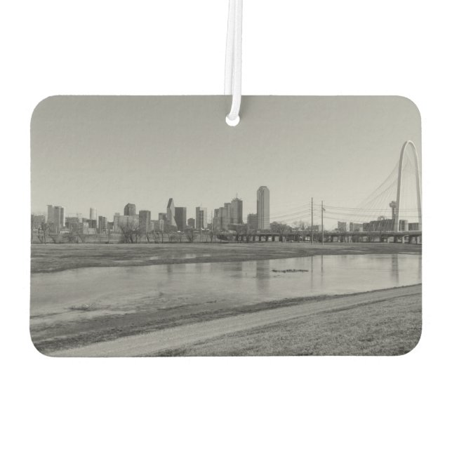 Dallas Skyline Grayscale Air Freshener (Back)