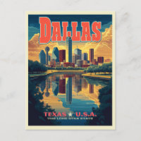 Dallas Skyline Retro Travel 