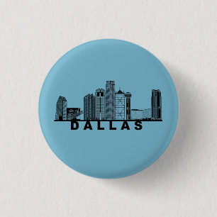 Dallas Skyline Silhouette 1 Inch Round Button