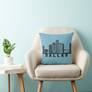 Dallas Skyline Silhouette  Throw Pillow