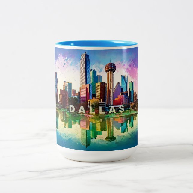 Dallas Skyline Urban City Art Mug (Centre)