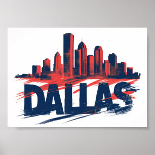 Dallas Skyline Watercolor Art Print – Texas City