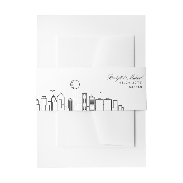 Dallas Skyline Wedding |  Invitation Belly Band (Front Example)