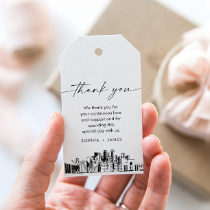 Dallas Skyline Wedding Thank You Favour Tag
