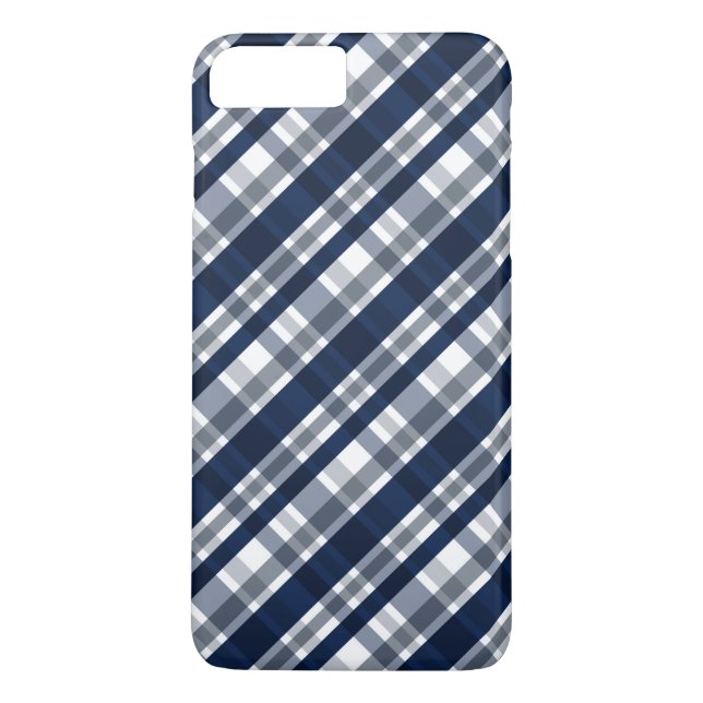 Dallas Sports Fan Navy Blue Silver Plaid Striped Case-Mate iPhone Case (Back)