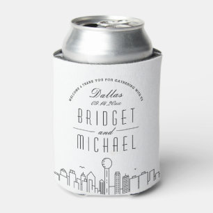 Dallas Stylized Skyline   Wedding Can Cooler
