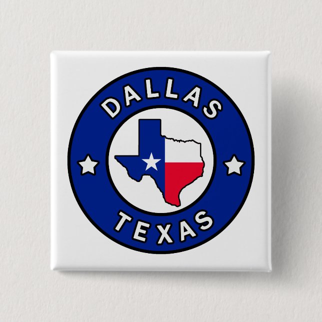 Dallas Texas 2 Inch Square Button (Front)