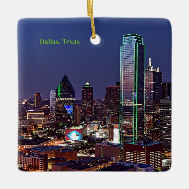 Dallas, Texas aerial view, Ceramic Ornament (Front)