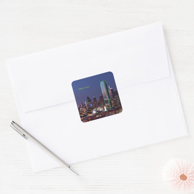 Dallas, Texas aerial view, Square Sticker (Envelope)