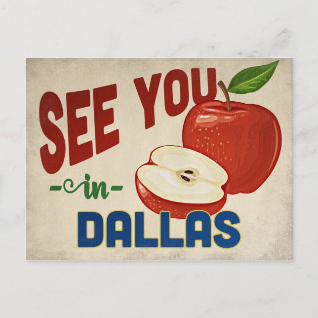 Dallas Texas Apple - Vintage Travel Postcard (Front)