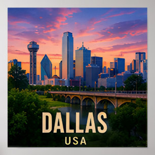 Dallas Texas Bridge Travel Gift Poster