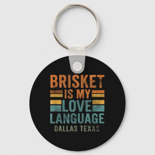 Dallas Texas Bris Bbq Love Language Retro Vintage Keychain