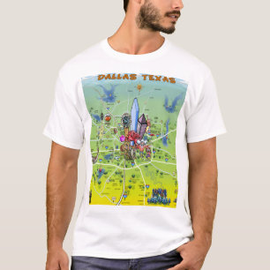 Dallas Texas Cartoon Map T-Shirt