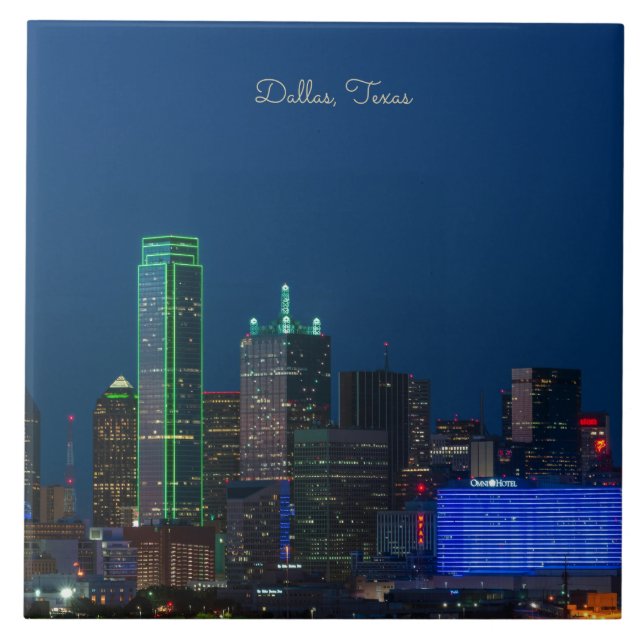 Dallas, Texas cityscape photograph, Tile (Front)