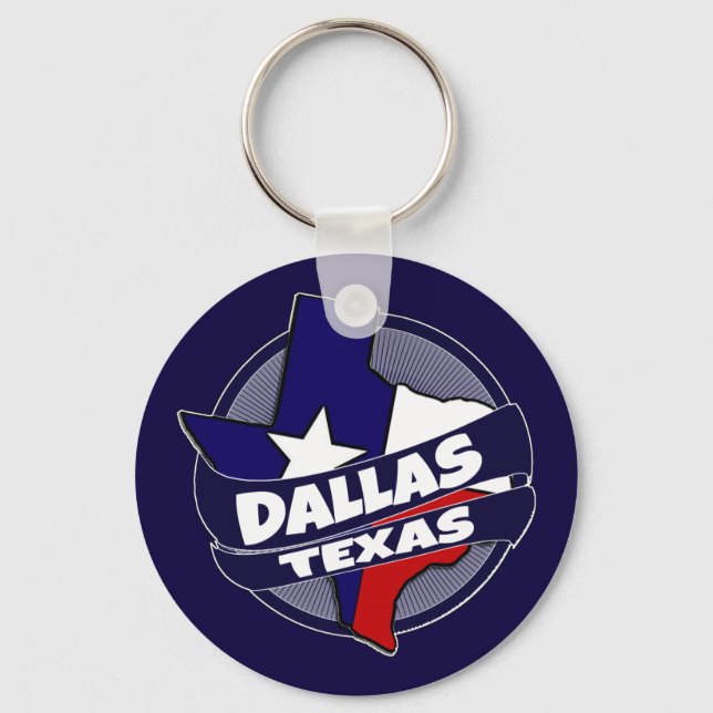 Dallas Texas flag burst keychain (Front)