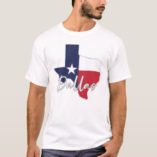 Dallas, Texas Flag Map Men's White T-Shirt