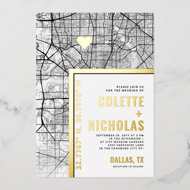 Dallas, Texas Love Locator | City Themed Wedding (Front)