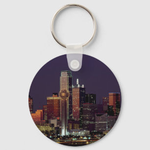 Dallas, Texas night skyline Keychain