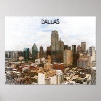 Dallas Texas Panorama VIew City Silhouette