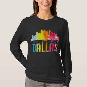 Dallas Texas Retro  Watercolor Skyline Souvenir T-Shirt