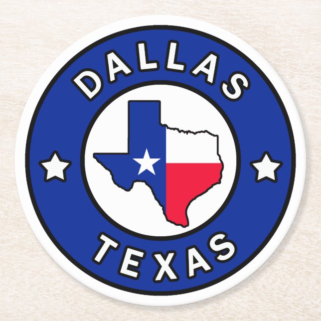 Dallas Texas Round Paper Coaster (Front)