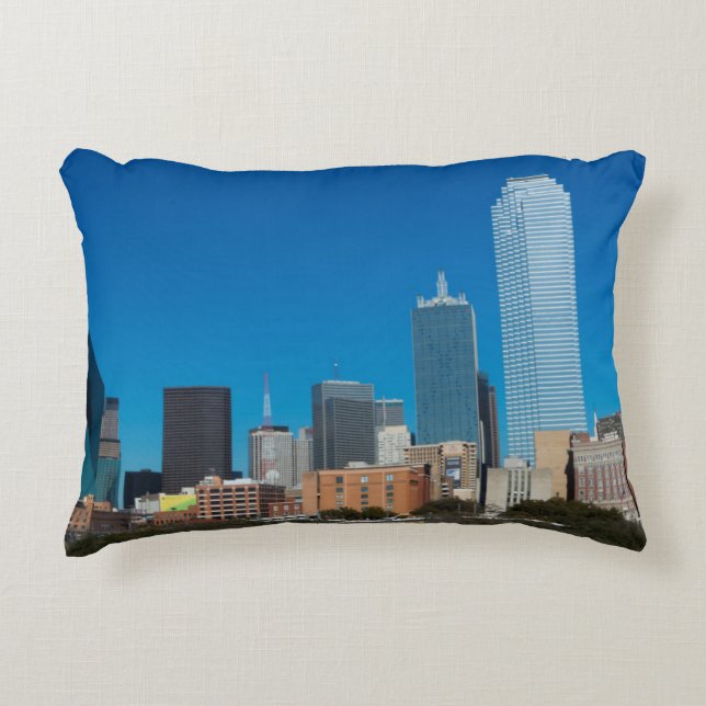 Dallas Texas skyline at sunset Accent Pillow (Front)