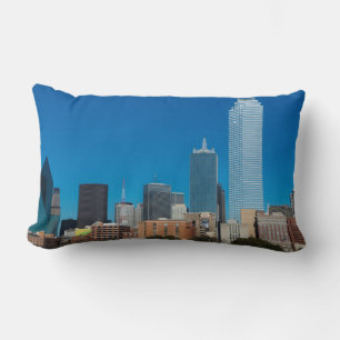 Dallas Texas skyline at sunset Lumbar Pillow