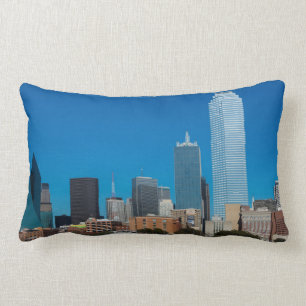 Dallas Texas skyline at sunset Lumbar Pillow