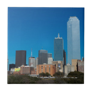 Dallas Texas skyline at sunset Tile