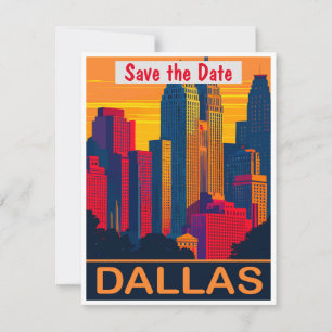 Dallas Texas Skyline Pink Wedding Invitation
