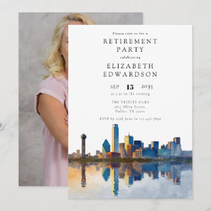Dallas Texas Skyline Retirement Party Photo Invitation