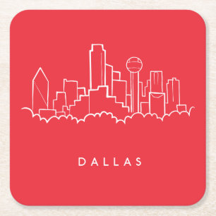 Dallas Texas Skyline Square Paper Coaster