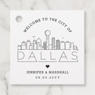 Dallas, Texas Skyline   Wedding Welcome Favour Tags