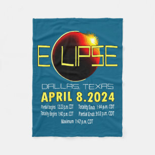 Dallas Texas Solar Eclipse 2024 Solar Eclipse Funn Fleece Blanket