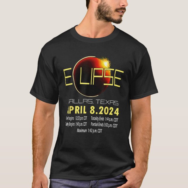 Dallas Texas Solar Eclipse 2024 Solar Eclipse Funn T-Shirt (Front)
