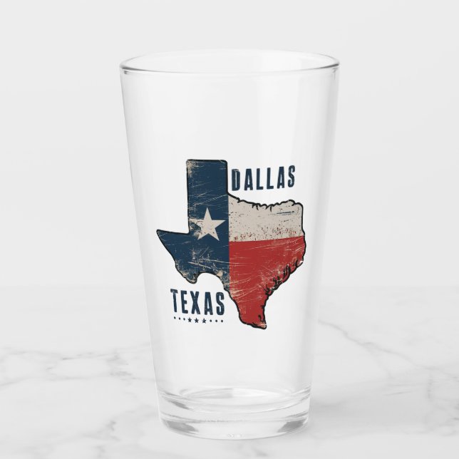 Dallas Texas State Map Flag Glass (Front)